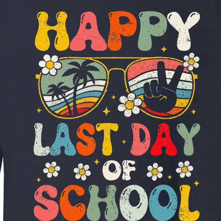 Retro Happy Last Day Of School Teacher Student Hello Summer Toddler Sweatshirt