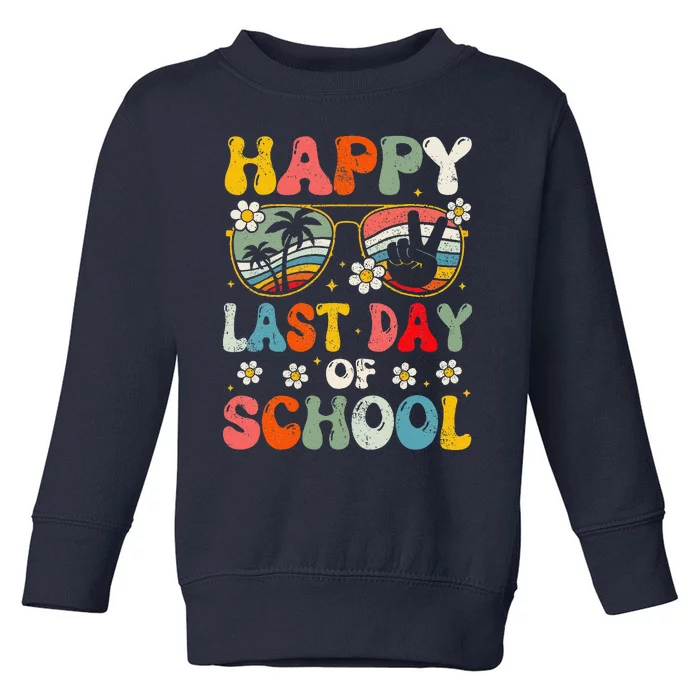 Retro Happy Last Day Of School Teacher Student Hello Summer Toddler Sweatshirt