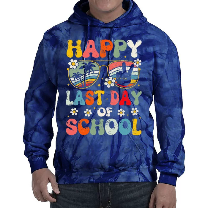 Retro Happy Last Day Of School Teacher Student Hello Summer Tie Dye Hoodie