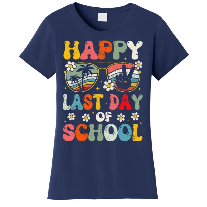 Retro Happy Last Day Of School Teacher Student Hello Summer Women's T-Shirt