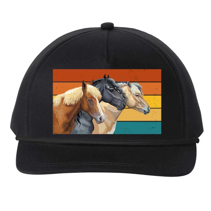 Retro Horses Lover Cute Gift Snapback Five-Panel Rope Hat