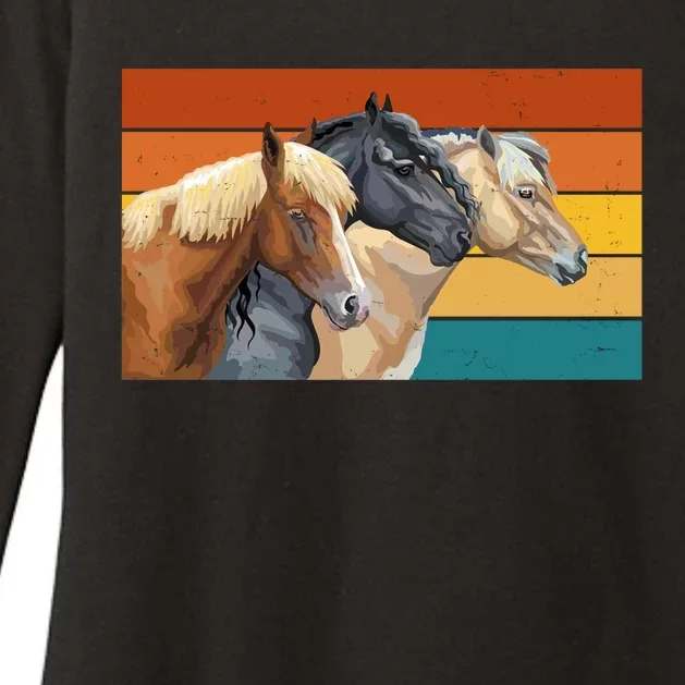 Retro Horses Lover Cute Gift Womens CVC Long Sleeve Shirt