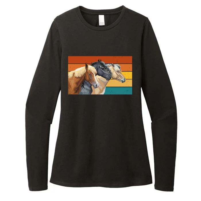 Retro Horses Lover Cute Gift Womens CVC Long Sleeve Shirt