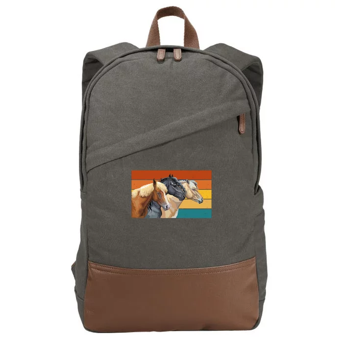 Retro Horses Lover Cute Gift Cotton Canvas Backpack