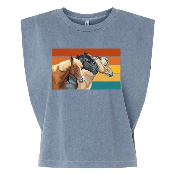 Retro Horses Lover Cute Gift Garment-Dyed Women's Muscle Tee