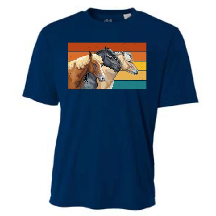 Retro Horses Lover Cute Gift Cooling Performance Crew T-Shirt