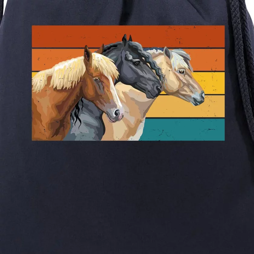 Retro Horses Lover Cute Gift Drawstring Bag