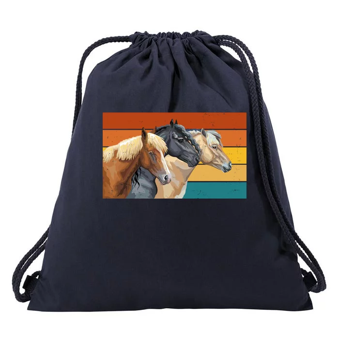 Retro Horses Lover Cute Gift Drawstring Bag