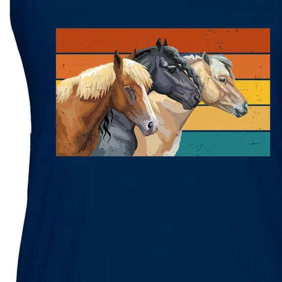 Retro Horses Lover Cute Gift Ladies Essential Flowy Tank