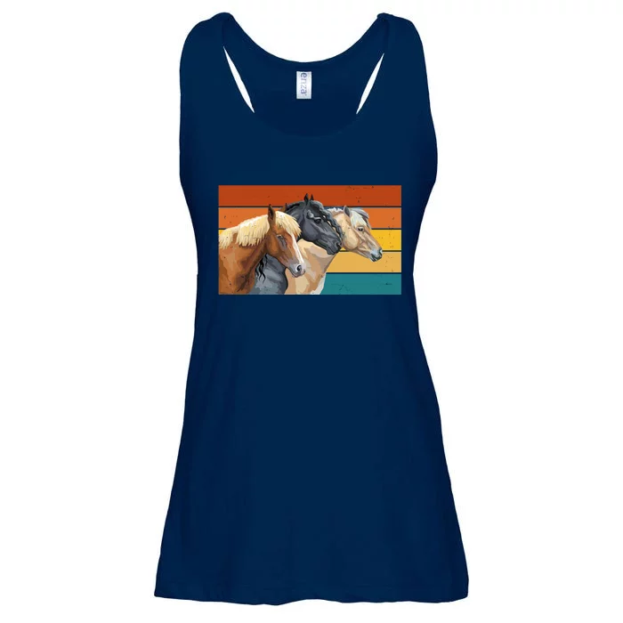 Retro Horses Lover Cute Gift Ladies Essential Flowy Tank