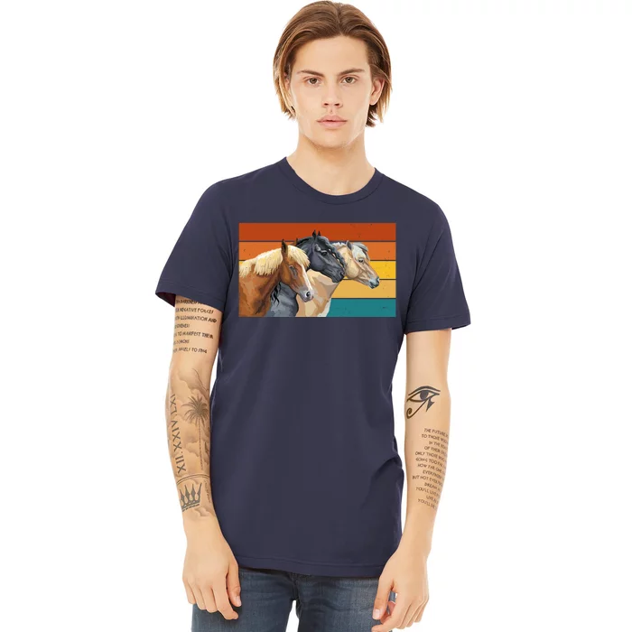 Retro Horses Lover Cute Gift Premium T-Shirt