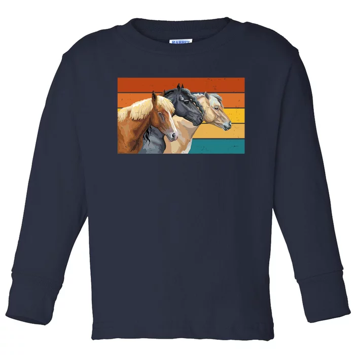 Retro Horses Lover Cute Gift Toddler Long Sleeve Shirt