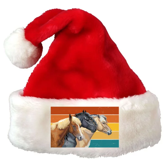 Retro Horses Lover Cute Gift Premium Christmas Santa Hat