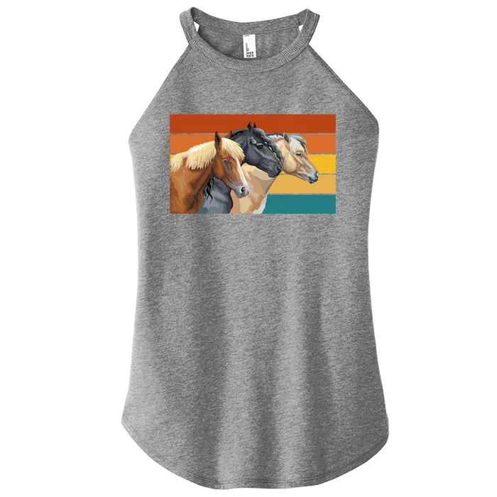 Retro Horses Lover Cute Gift Women’s Perfect Tri Rocker Tank