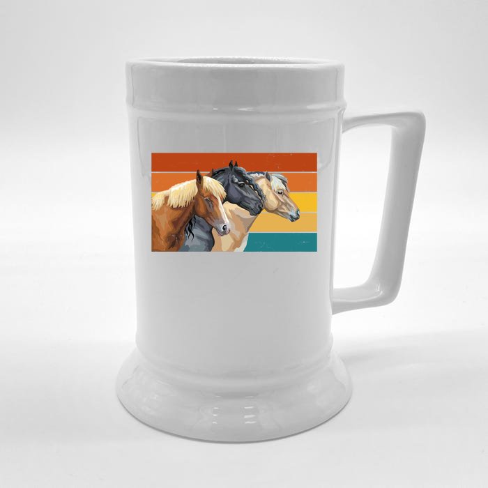 Retro Horses Lover Cute Gift Front & Back Beer Stein