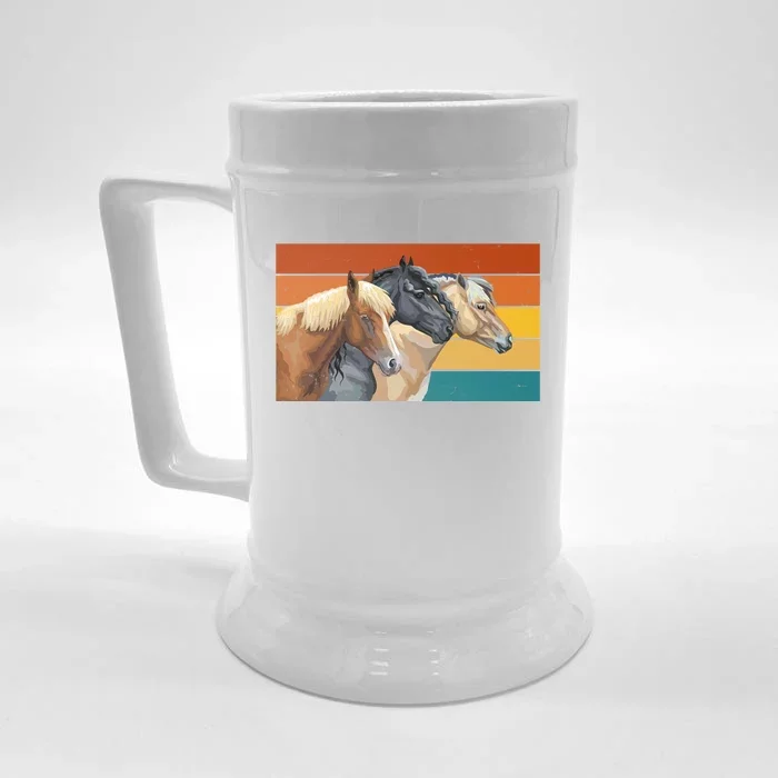 Retro Horses Lover Cute Gift Front & Back Beer Stein