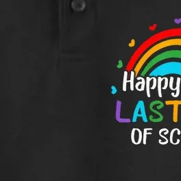 Rainbow Happy Last Day Of School End Of Year Teacher Summer Dry Zone Grid Performance Polo