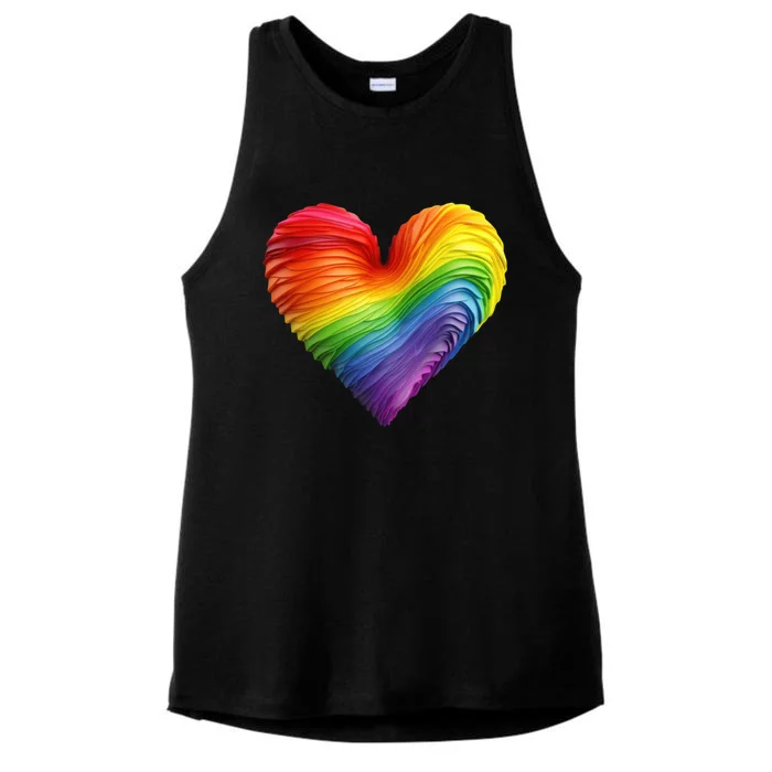 Rainbow Heart Lgbtq Flag Pride Parade Love Is Love Wins Gift Ladies Tri-Blend Wicking Tank