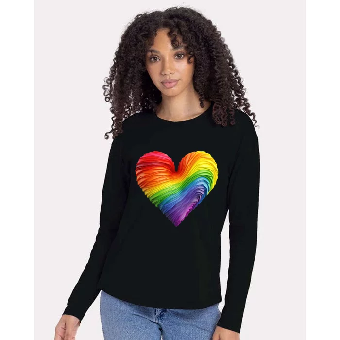 Rainbow Heart Lgbtq Flag Pride Parade Love Is Love Wins Gift Womens Cotton Relaxed Long Sleeve T-Shirt