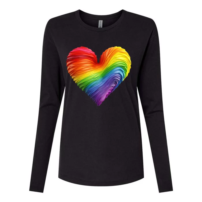 Rainbow Heart Lgbtq Flag Pride Parade Love Is Love Wins Gift Womens Cotton Relaxed Long Sleeve T-Shirt