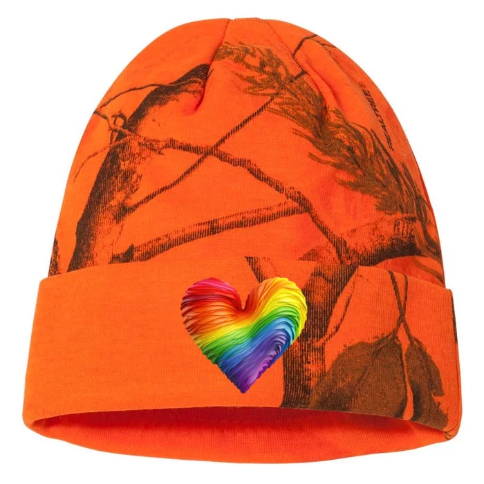 Rainbow Heart Lgbtq Flag Pride Parade Love Is Love Wins Gift Kati - 12in Camo Beanie