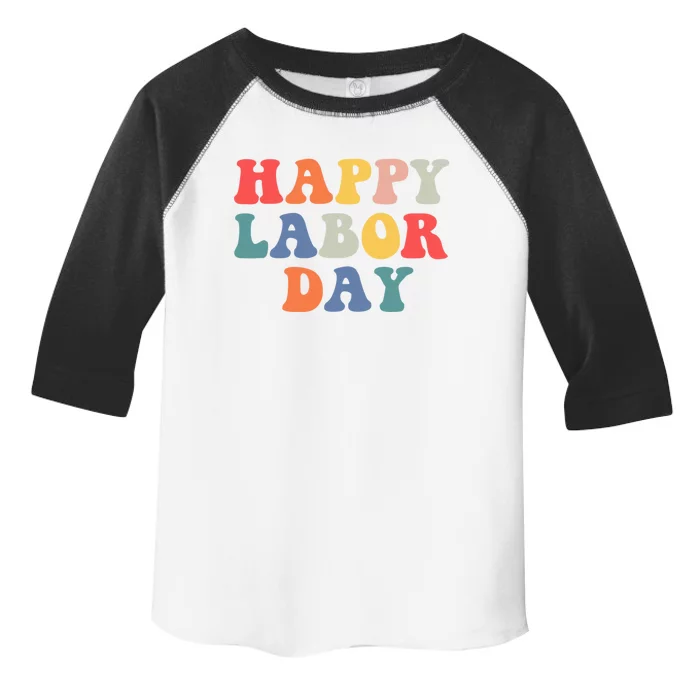 Rainbow Happy Labor Day Funny Groovy Design Cute Gift Toddler Fine Jersey T-Shirt