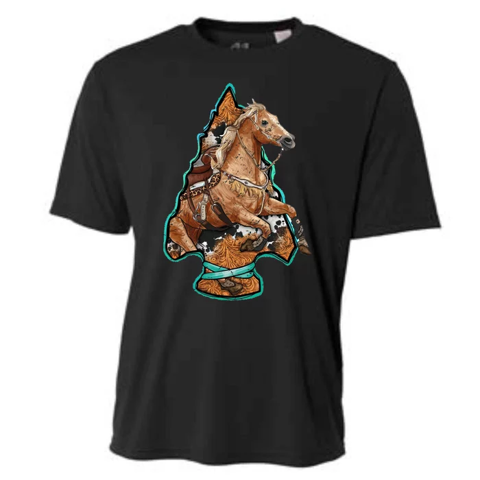 Retro Horse Lovers Cow Print Cow Western Country Cow Great Gift Cooling Performance Crew T-Shirt