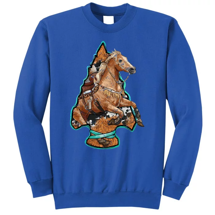 Retro Horse Lovers Cow Print Cow Western Country Cow Great Gift Tall Sweatshirt