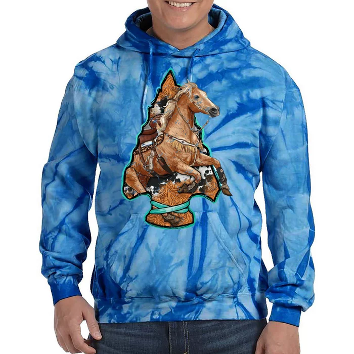 Retro Horse Lovers Cow Print Cow Western Country Cow Great Gift Tie Dye Hoodie