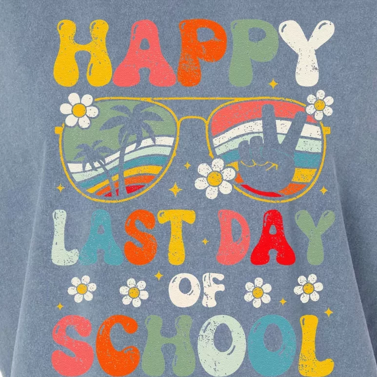 Retro Happy Last Day Of School Teacher Student Hello Summer Garment-Dyed Women's Muscle Tee