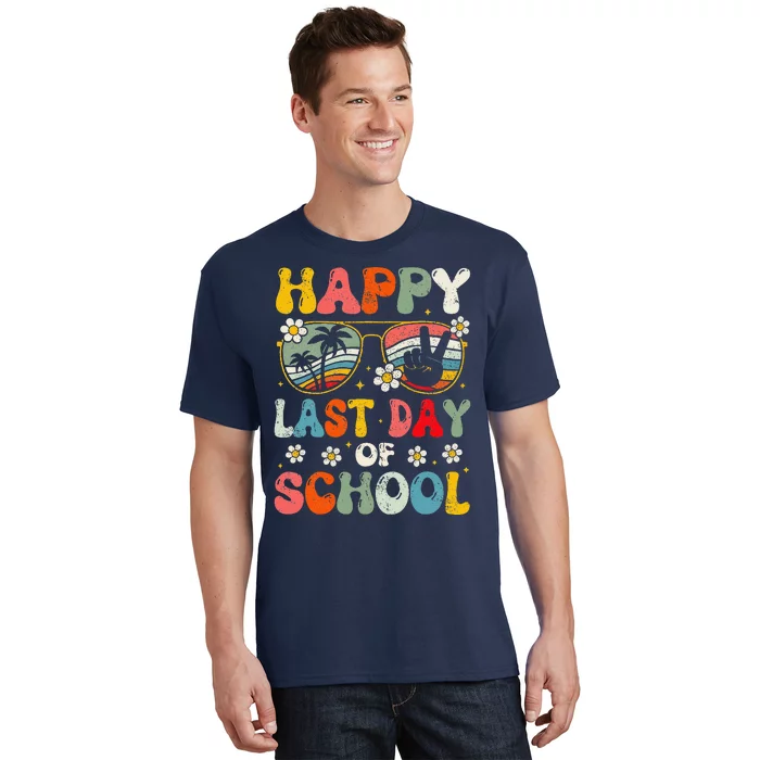 Retro Happy Last Day Of School Teacher Student Hello Summer T-Shirt