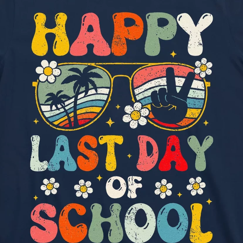 Retro Happy Last Day Of School Teacher Student Hello Summer T-Shirt