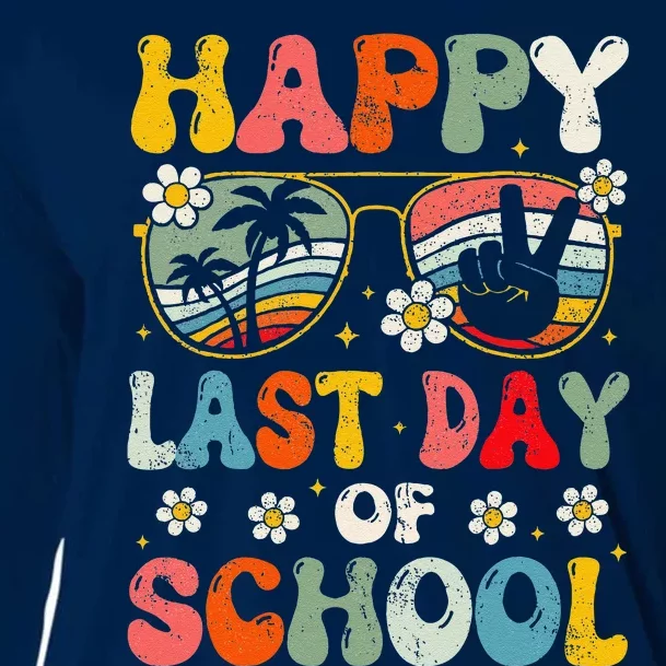 Retro Happy Last Day Of School Teacher Student Hello Summer Cooling Performance Long Sleeve Crew