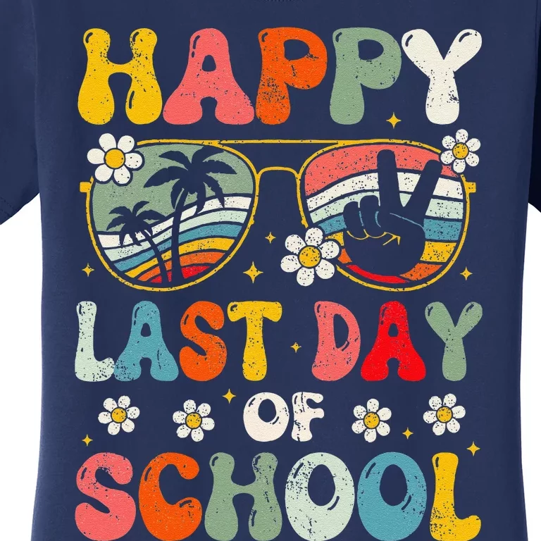 Retro Happy Last Day Of School Teacher Student Hello Summer Women's T-Shirt