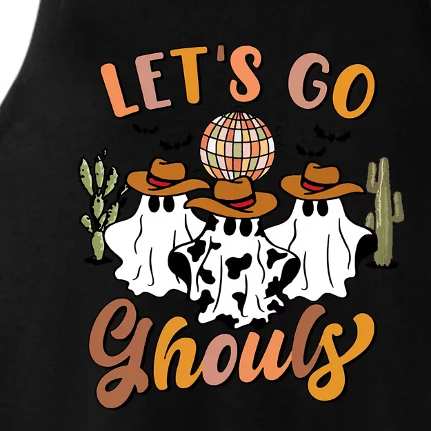 Retro Halloween Lets Go Ghouls Western Ghosts Disco Ball Gift Ladies Tri-Blend Wicking Tank