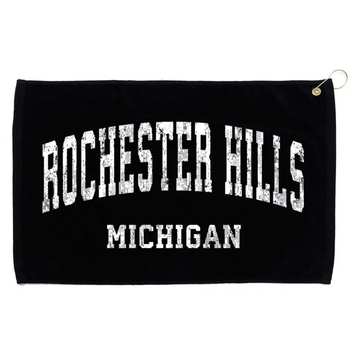 Rochester Hills Michigan Mi Vintage Varsity Sports Grommeted Golf Towel