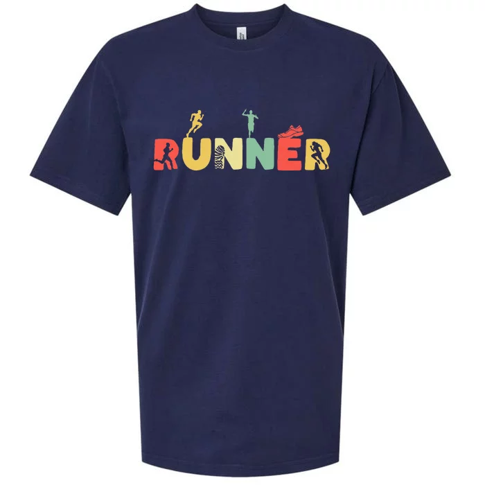 Running Half Marathon Sport Vintage Runner Sueded Cloud Jersey T-Shirt