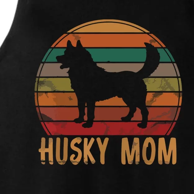 Retro Husky Mom Gift Dog Mother Pet Siberian Huskies Mama Ladies Tri-Blend Wicking Tank