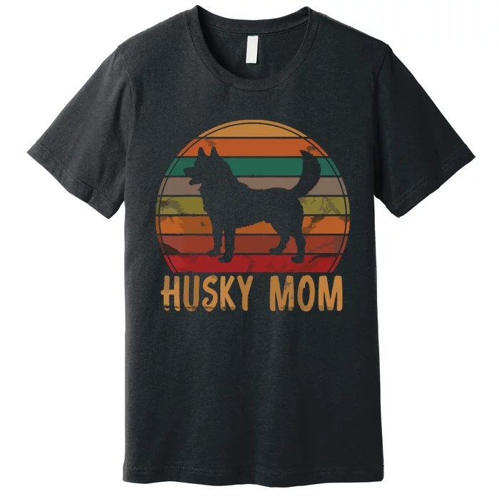 Retro Husky Mom Gift Dog Mother Pet Siberian Huskies Mama Premium T-Shirt