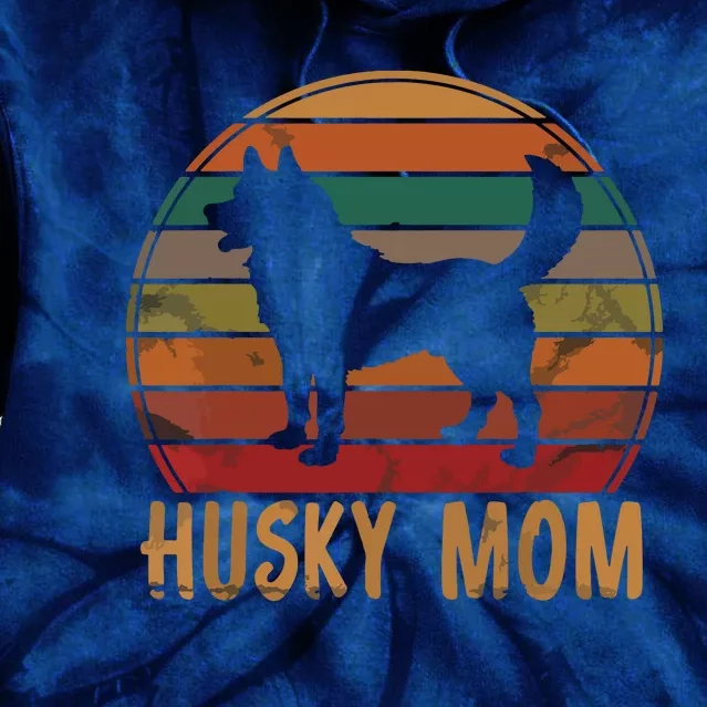 Retro Husky Mom Gift Dog Mother Pet Siberian Huskies Mama Tie Dye Hoodie