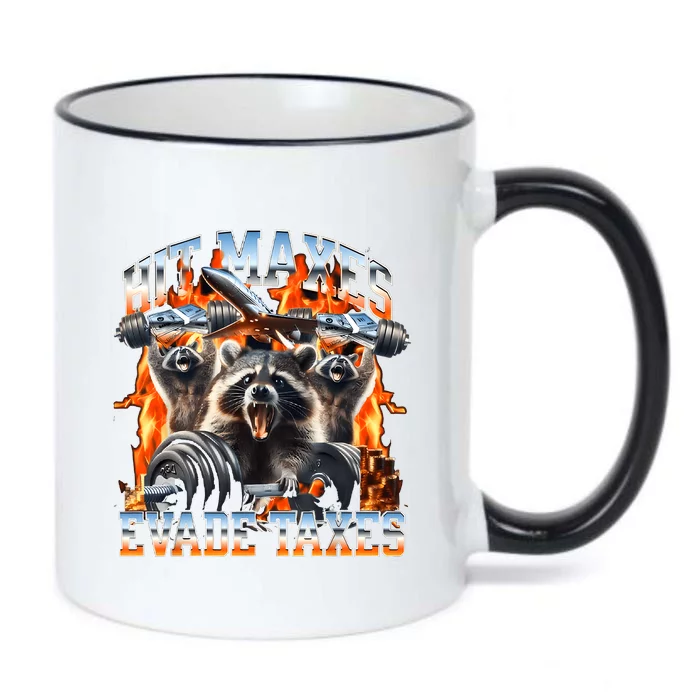 Raccoon Hit Maxes Evade Taxes Black Color Changing Mug