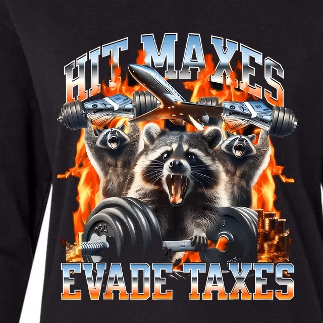 Raccoon Hit Maxes Evade Taxes Womens Cotton Relaxed Long Sleeve T-Shirt