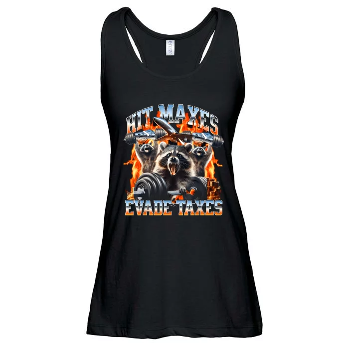 Raccoon Hit Maxes Evade Taxes Ladies Essential Flowy Tank