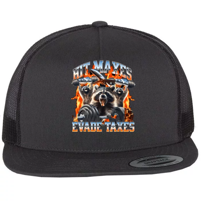 Raccoon Hit Maxes Evade Taxes Flat Bill Trucker Hat