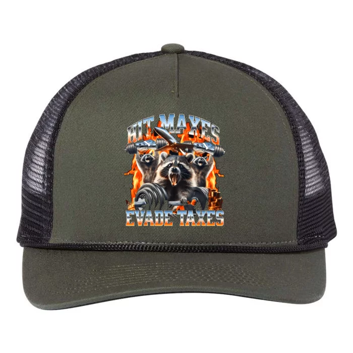 Raccoon Hit Maxes Evade Taxes Retro Rope Trucker Hat Cap