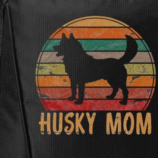 Retro Husky Mom Gift Dog Mother Pet Siberian Huskies Mama City Backpack