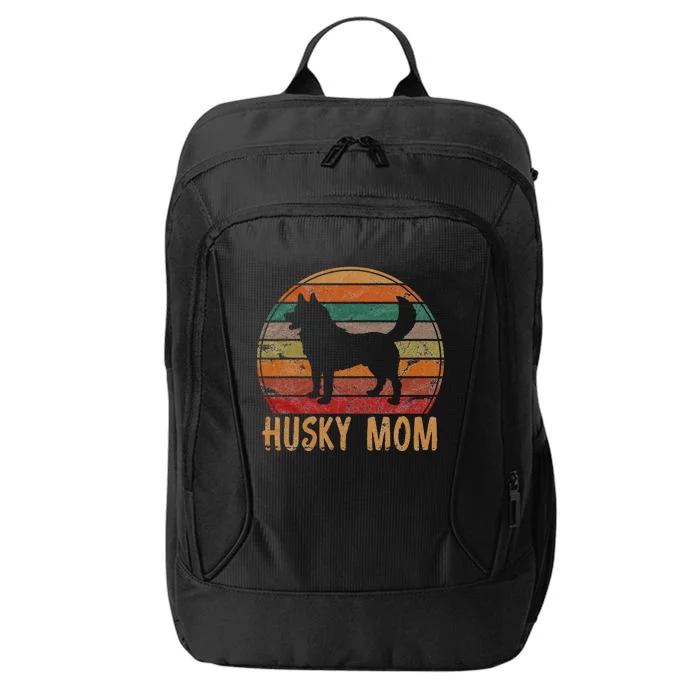 Retro Husky Mom Gift Dog Mother Pet Siberian Huskies Mama City Backpack