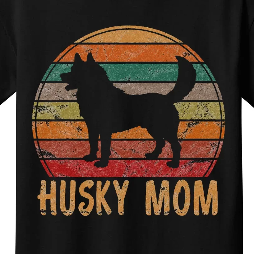 Retro Husky Mom Gift Dog Mother Pet Siberian Huskies Mama Kids T-Shirt