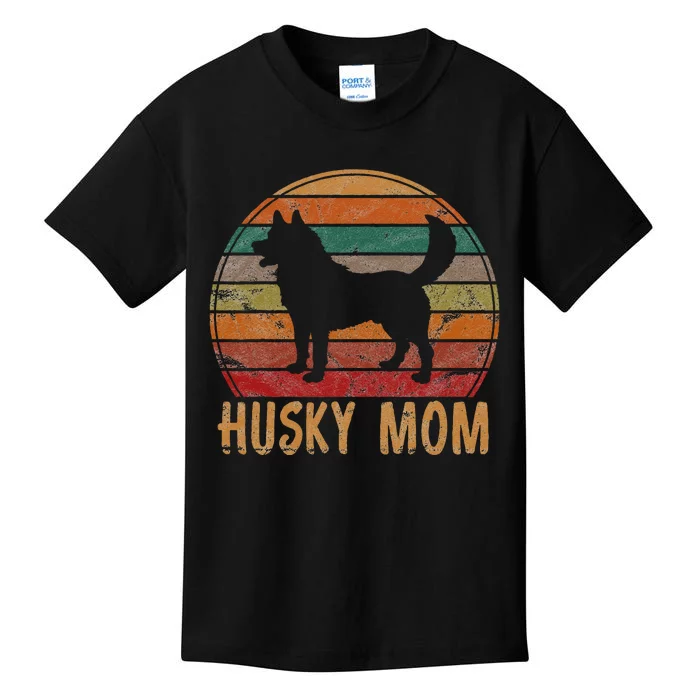 Retro Husky Mom Gift Dog Mother Pet Siberian Huskies Mama Kids T-Shirt