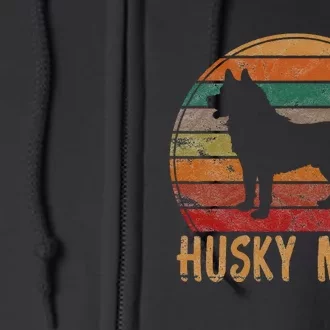 Retro Husky Mom Gift Dog Mother Pet Siberian Huskies Mama Full Zip Hoodie